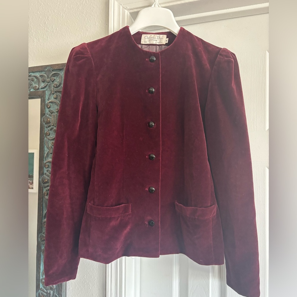 Dior Deep Red Velvet Women's Blazer